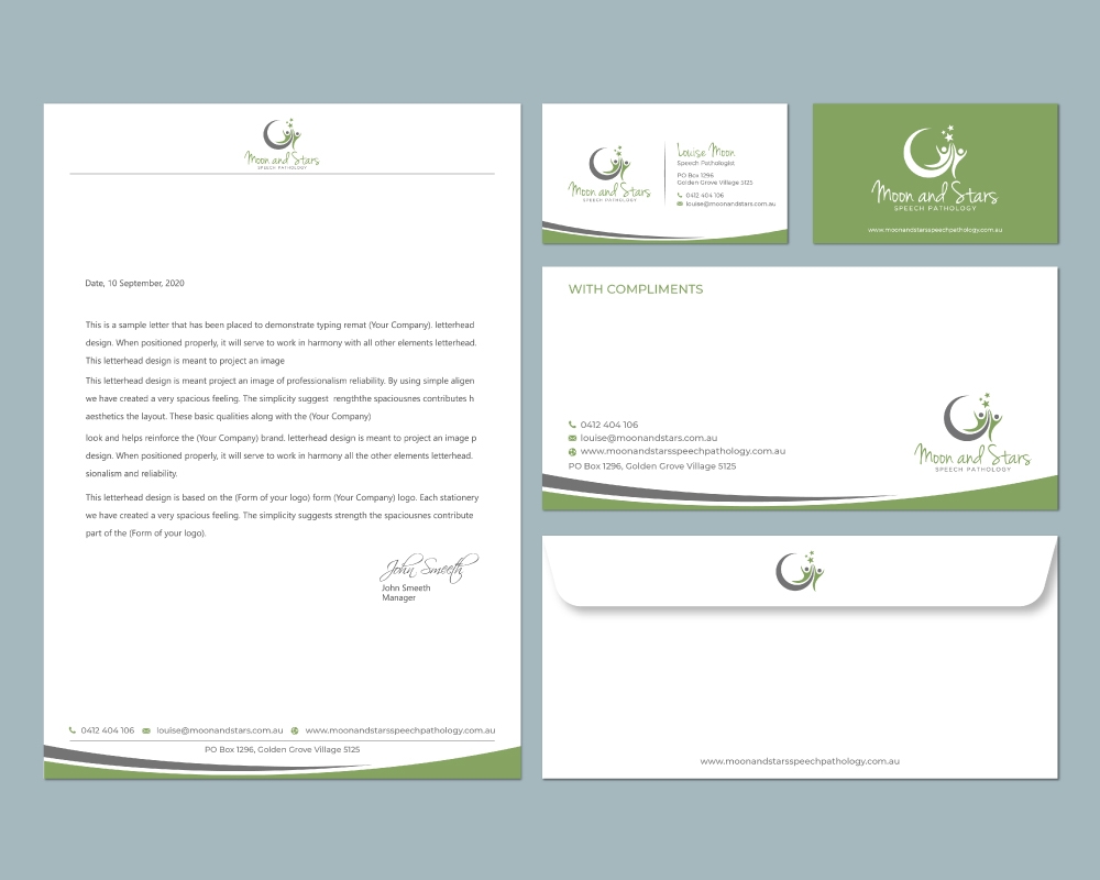 Moon and Stars Speech Pathology logo design by Boomstudioz