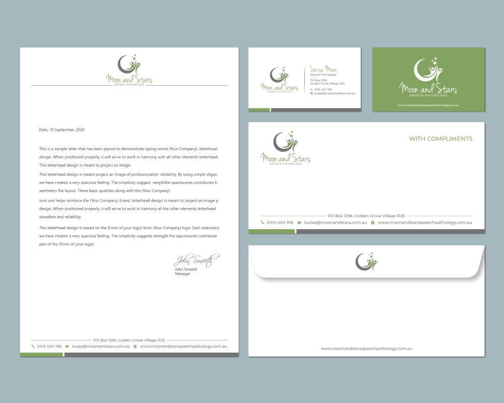 Moon and Stars Speech Pathology logo design by Boomstudioz