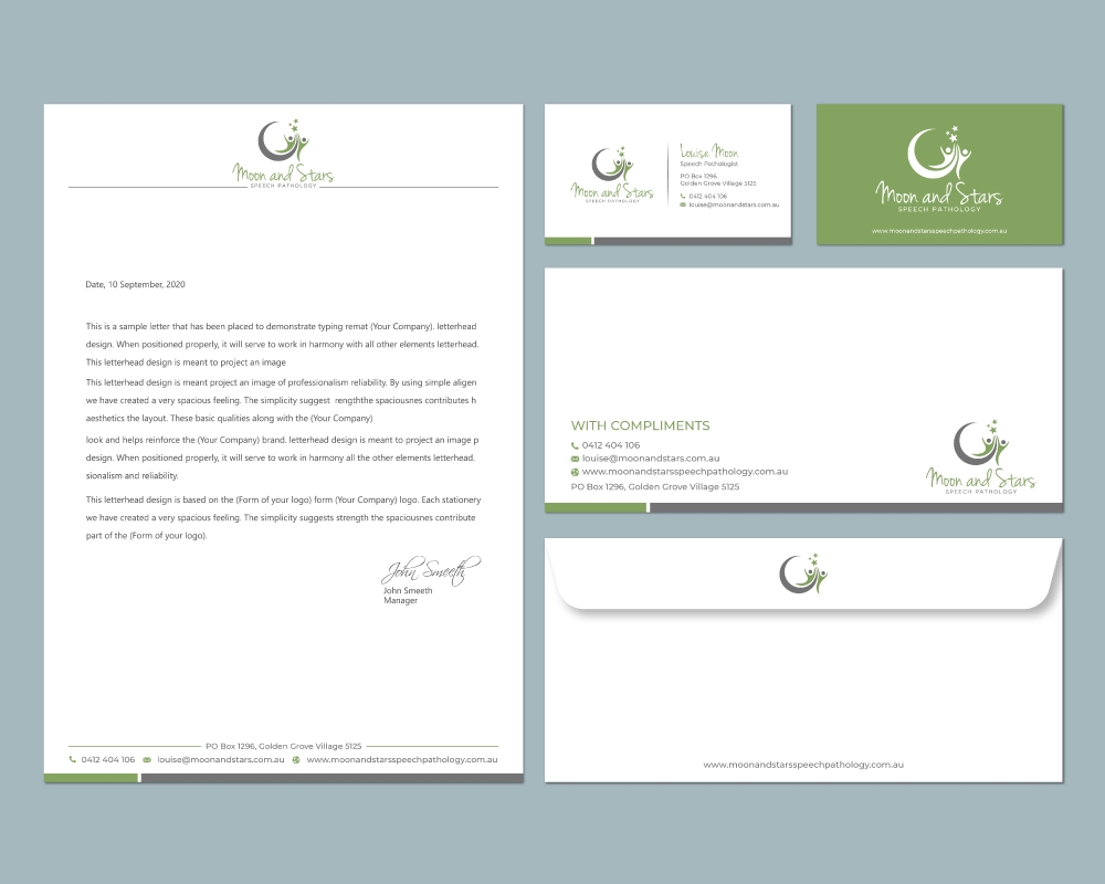 Moon and Stars Speech Pathology logo design by Boomstudioz