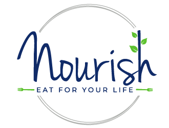 Nourish. Eat for your life logo design by MonkDesign