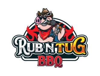 Rub N Tug BBQ logo design by Godvibes