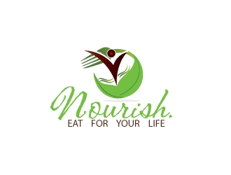 Nourish. Eat for your life logo design by webmall