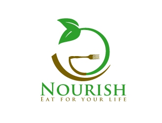 Nourish. Eat for your life logo design by AamirKhan