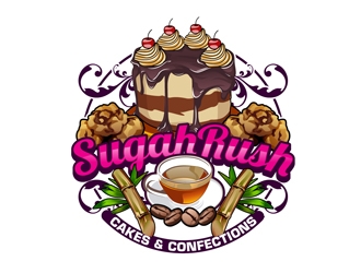 Sugah Rush Cakes & Confections logo design by DreamLogoDesign