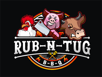 Rub N Tug BBQ logo design by coco