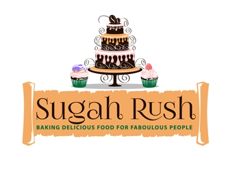 Sugah Rush Cakes & Confections logo design by DreamLogoDesign