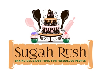 Sugah Rush Cakes & Confections logo design by DreamLogoDesign