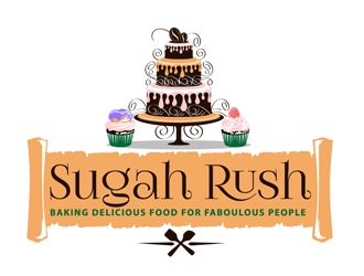 Sugah Rush Cakes & Confections logo design by DreamLogoDesign