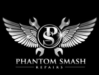phantom smash repairs logo design by Suvendu