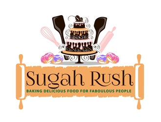 Sugah Rush Cakes & Confections logo design by DreamLogoDesign