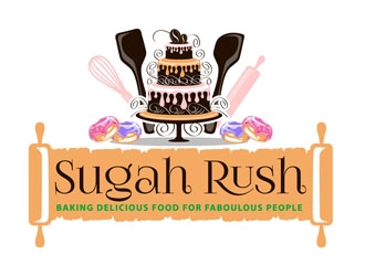 Sugah Rush Cakes & Confections logo design by DreamLogoDesign