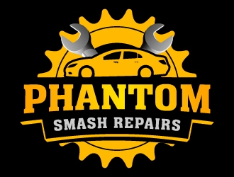phantom smash repairs logo design by pollo