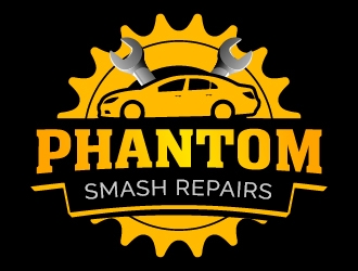 phantom smash repairs logo design by pollo