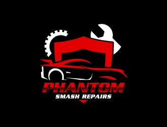 phantom smash repairs logo design by AamirKhan
