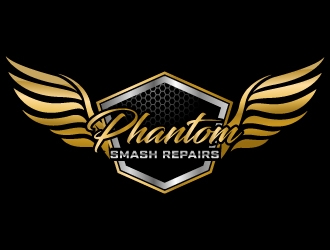 phantom smash repairs logo design by Erasedink