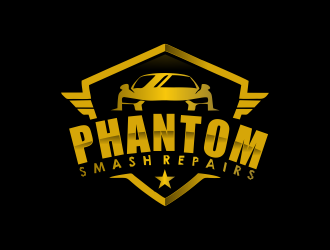 phantom smash repairs logo design by giphone