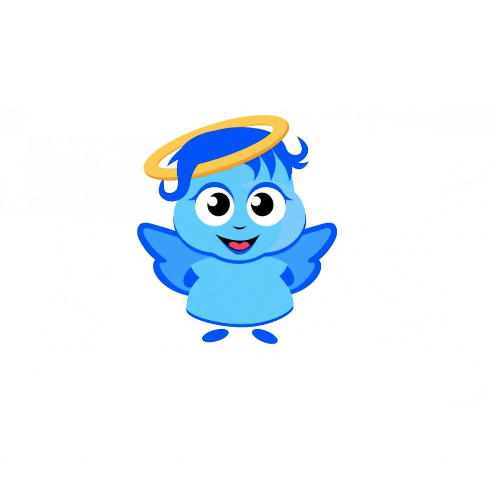 I need this type of simple face and body animation (like this Green owl) for our Blue Angel Logo.  I need 10 images of our Blue Angel (1) flying, (2) dancing, (3) singing, (4) blowing kisses, (5) winking,  (6) talking, (7) praying, (8) laughing, (9) walki logo design by pollo