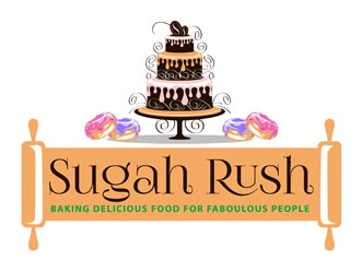 Sugah Rush Cakes & Confections logo design by DreamLogoDesign