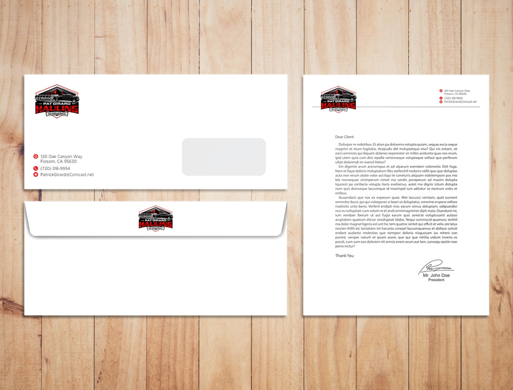 Pat Girard Hauling, Inc. logo design by Kindo