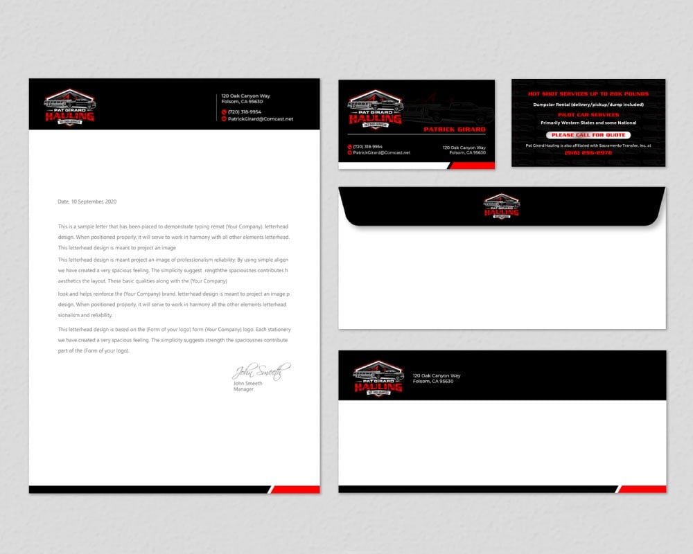 Pat Girard Hauling, Inc. logo design by Boomstudioz