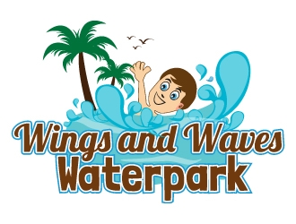 Wings and Waves Waterpark logo design by Suvendu