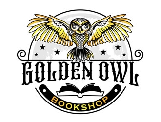 Golden Owl Bookshop  logo design by DreamLogoDesign