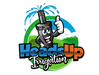 HeadsUp Irrigation logo design by DreamLogoDesign