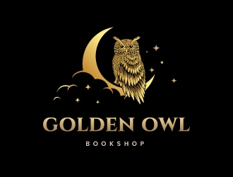 Golden Owl Bookshop  logo design by emberdezign