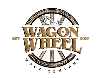 Wagon Wheel Wood Company logo design by Roopop