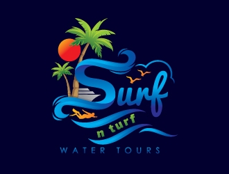 surf n turf water tours  logo design by sanu