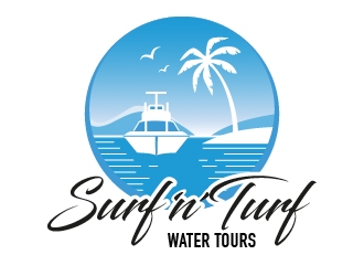 surf n turf water tours  logo design by pollo