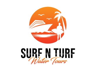 surf n turf water tours  logo design by MUSANG