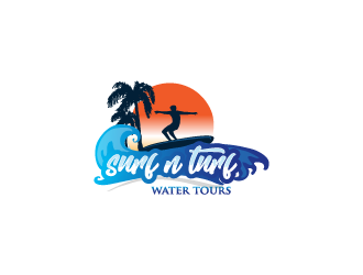 surf n turf water tours  logo design by Donadell