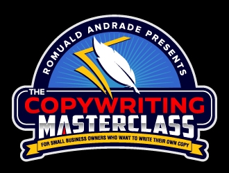 Romuald Andrade Presents The Copywriting Masterclass logo design by jaize