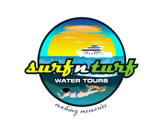 surf n turf water tours  logo design by torresace