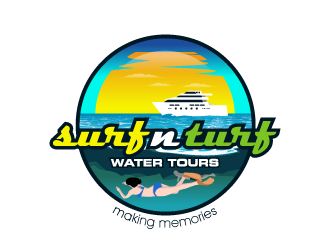 surf n turf water tours  logo design by torresace