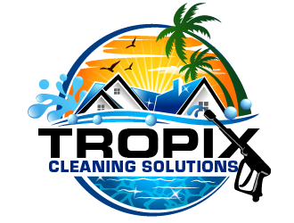 Tropix Cleaning Solutions logo design by THOR_