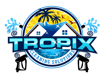 Tropix Cleaning Solutions logo design by THOR_
