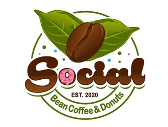 Social Bean Coffee & Donuts logo design by DreamLogoDesign