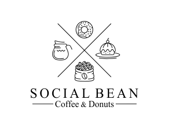 Social Bean Coffee & Donuts logo design by Gwerth