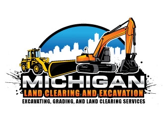 Michigan Land Clearing and Excavation  logo design by invento