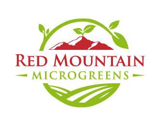 Red Mountain Microgreens logo design by akilis13
