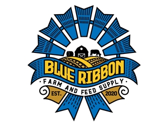 Blue Ribbon Farm and Feed Supply logo design by DreamLogoDesign