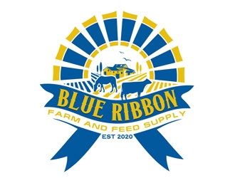 Blue Ribbon Farm and Feed Supply logo design by DreamLogoDesign