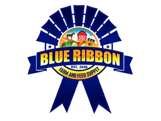 Blue Ribbon Farm and Feed Supply logo design by DreamLogoDesign