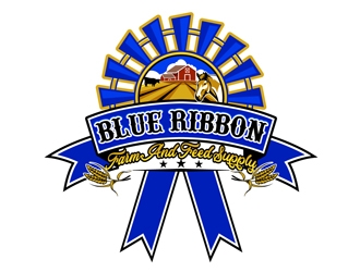 Blue Ribbon Farm and Feed Supply logo design by DreamLogoDesign