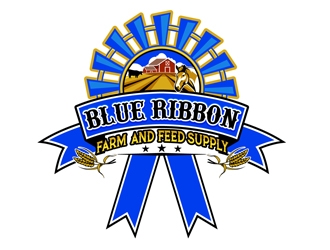 Blue Ribbon Farm and Feed Supply logo design by DreamLogoDesign