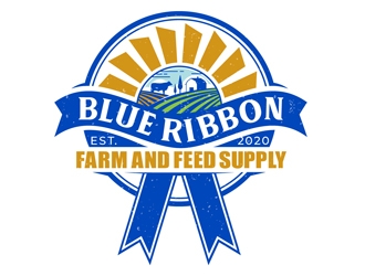 Blue Ribbon Farm and Feed Supply logo design by DreamLogoDesign