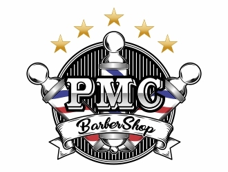 PMC barbershop  logo design by alfais