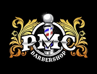 PMC barbershop  logo design by daywalker